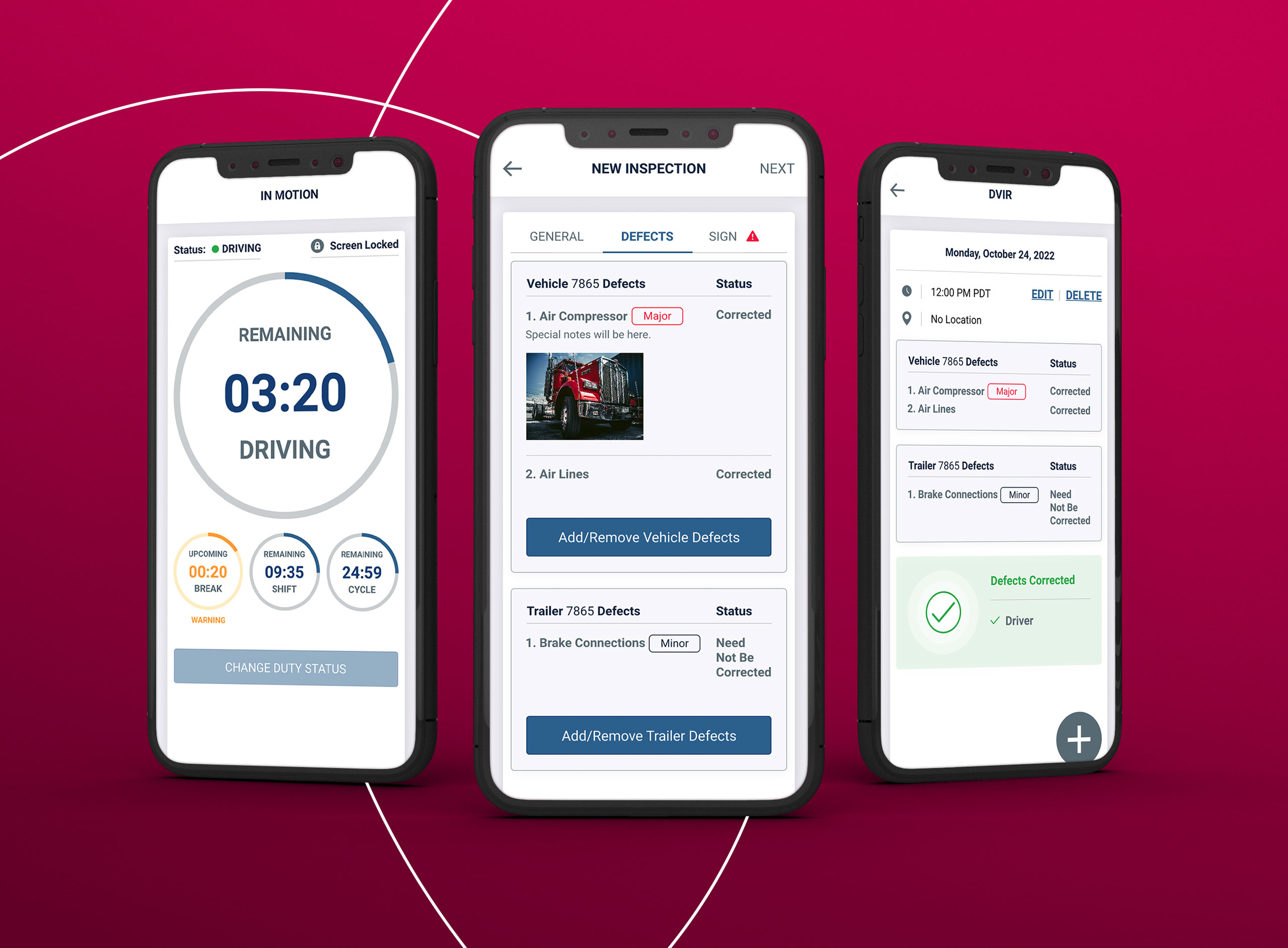 LogELD route and tracking screens