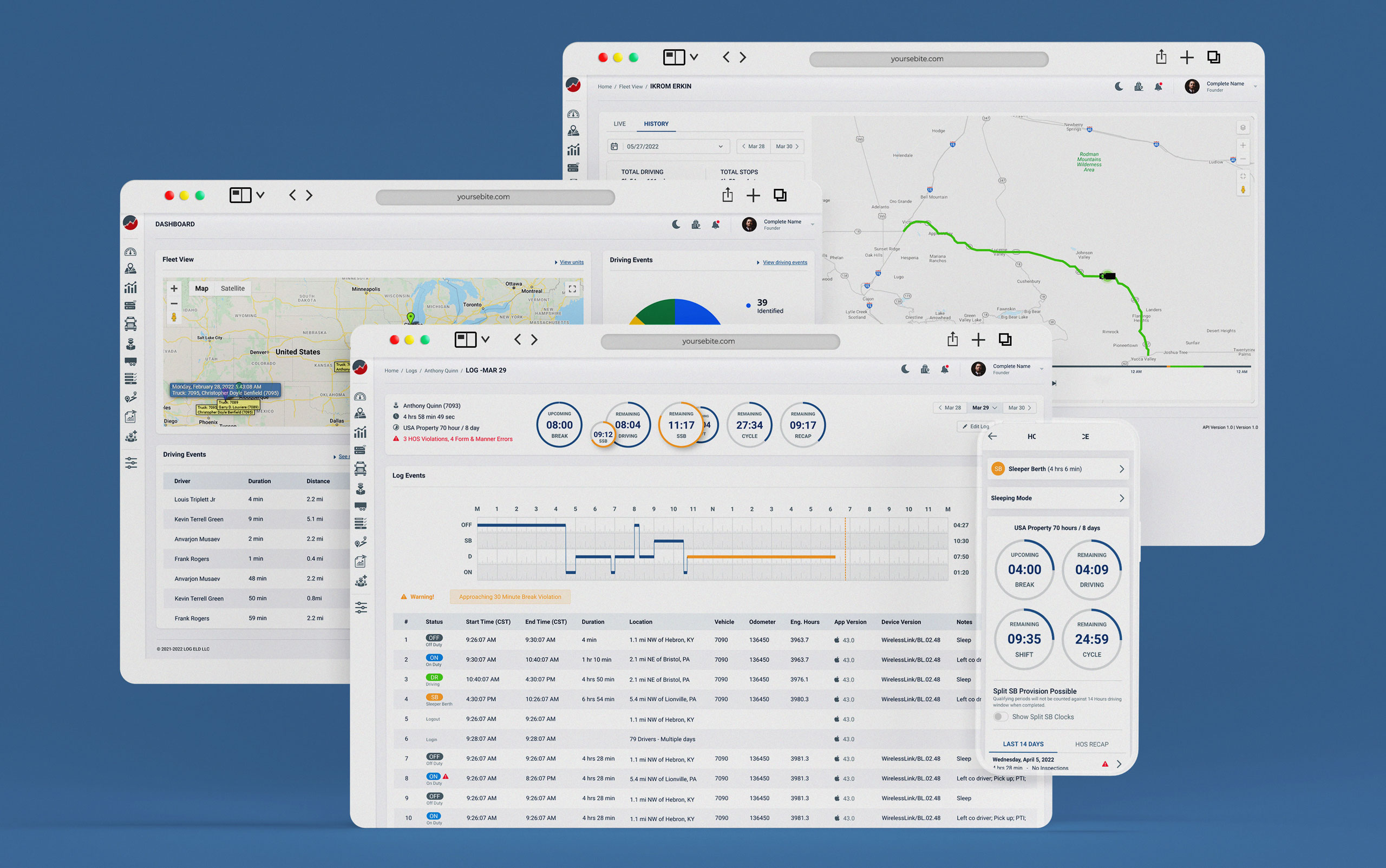 LogELD responsive web app user flow