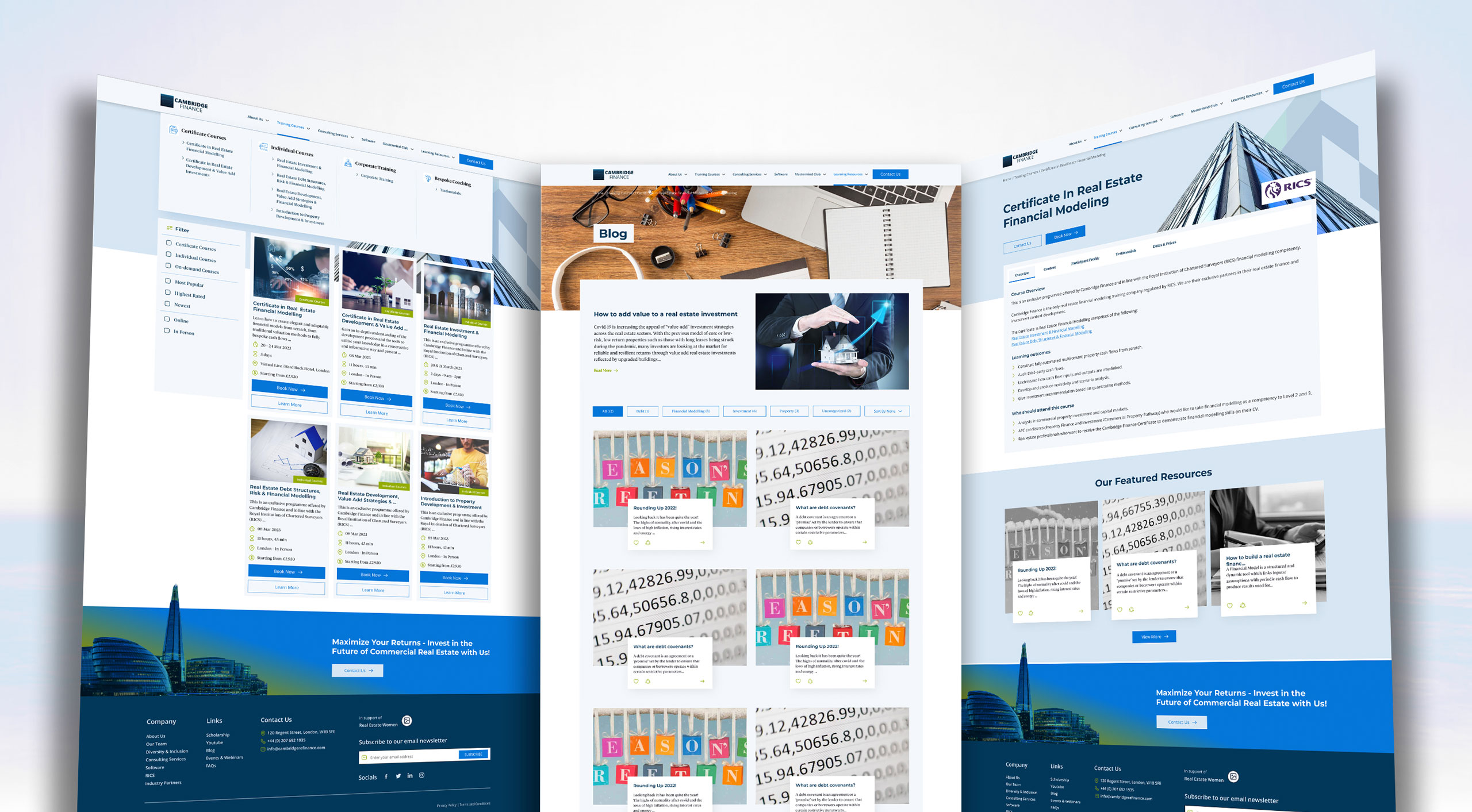 Cambridge Finance website design overview