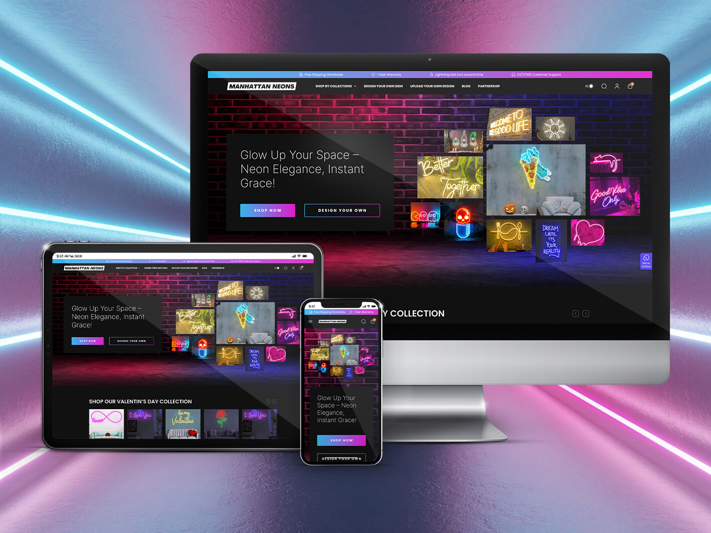 Manhattan Neons e-commerce website preview